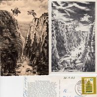 2 AK Bodetal Harz Der Roßtrappensprung s/ w von 1962 und unbenutzt