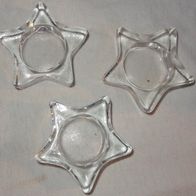 DL Kerzenhalter Glas Sternform f. Teelicht Winterzeit-Dekor 7,7x2 kaum benutzt e