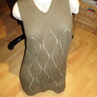 Pullover Pullunder khaki Lochmuster V-Ausschnitt S / M passend