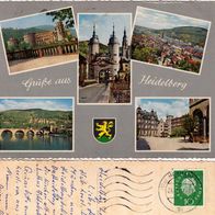 AK Heidelberg Mehrbildkarte in Farbe von 1961 in Farbe