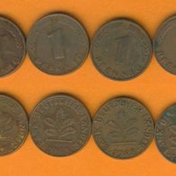 1 Pfennig 1948 D, F, G, J. Bank Deutscher Länder kompl.
