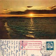 AK Fehmarn Insel Ostsee CVJM Zeltlager 1964 Sonnenuntergang am Meer in Farbe