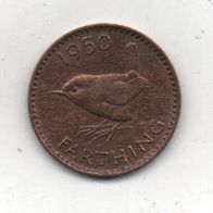 Münze England Farthing 1950.