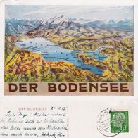 AK Bodensee Landkarte von 1955 farbig