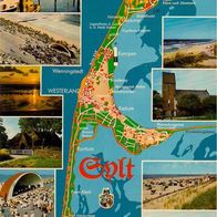AK Mehrbildkarte mit Landkarte von Sylt in Farbe - unbenutzt