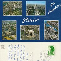 AK Paris 5-Bildkarte Luftbilder von 1983 in Farbe