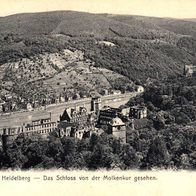 AK Heidelberg Schloss von der Molkenkur gesehen s/ w