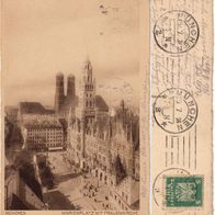 AK München Marienplatz mit Frauenkirche von 1924 s/ w
