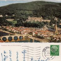 AK Heidelberg Blick vom Philosophenweg in Farbe von 1958