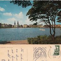 AK Hamburg Jungfernstieg Binnenalster farbig von 1962