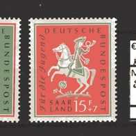 Saarland 1958 Jugend: Volkslieder MiNr. 433 - 434 postffrisch