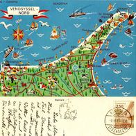 AK mit Landkarte von Vendsyssel Nord Dänemark Skagerak farbig