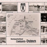 AK Cuxhaven Duhnen Mehrbild mit Landkarte s/ w - unbenutzt