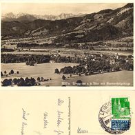 AK Lenggries Isar mit Karwendelgebirge von 1951 s/ w