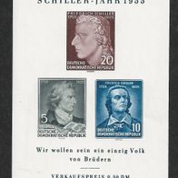 Blockausgabe 150. Todestag Friedrich Schiller Block 12 postfrisch