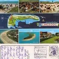 AK Insel Langeoog Nordsee Mehrbildkarte von 1988 (?) in Farbe