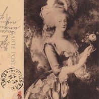 AK Gemälde Marie Antoinette mit Rose von Madame Lebrun s/ w