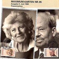 2 Maximum Karten Liechtenstein Trauermarken Nr. 95 von 1990