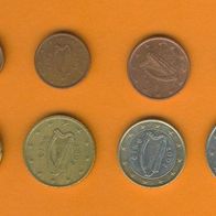 Irland 2002 kompletter Satz von 1 Cent bis 2 Euro.