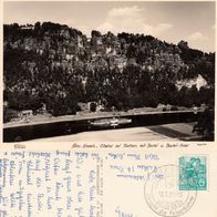 AK Sächsische Schweiz Elbetal bei Rathen mit Raddampfer und Bastei von 1961 s/ w