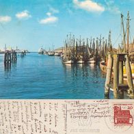 AK Cuxhaven Duhnen Nordsee Alter Hafen Fischkutter von 1967 in Farbe