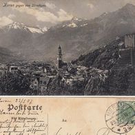 AK Meran Südtirol Österreich gegen den Vinschgau s/ w von 1907