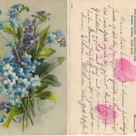 AK Vergißmeinnicht Blumen in Farbe, nicht datiert aber wohl 100 Jahre alt