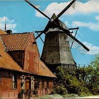 AK Fehmarn Insel Lemkenhafen Mühlenmuseum Windmühle von 1987 in Farbe
