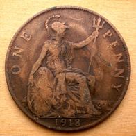 One Penny 1918 Großbritannien