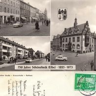 AK Schönebeck Elbe Mehrbildkarte s/ w - 750 Jahre 1223-1973