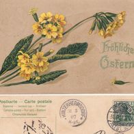 AK Fröhliche Ostern - Gelbe Blumen von 1907 in Farbe