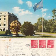 AK Genf Schweiz UNO - Palast mit Armillarsphäre von 1973 in Farbe