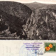 AK Roßtrappenfelsen mit Blick zum Brocken s/ w von 1961