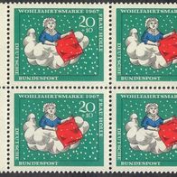 4x Briefmarke Wohlfahrtsmarke 1967 Frau Holle Block postfrisch Randstück 20 + 10