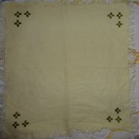 TWF Deckchen Platzdeckche Handarbeit gelb 34/ 39 bedruckt wenig benutzt einwand