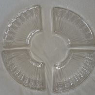 CT Glasschale 1x 4 geteilt für Knabbergebäck rund 23,5(10) x3,3 gut erhalten Vintage