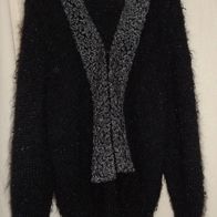 KI Strickjacke Gr. 40 Wollweste lang schwarz Handarbeit wenig getragen gut erhalen