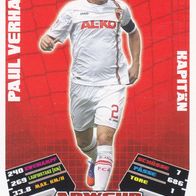 FC Augsburg Topps Match Attax Trading Card 2012 Paul Verhaegh Nr.433 Kapitän