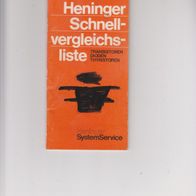 Heninger Schnellvergleichsliste Transistoren Dioden Thyristoren 1983