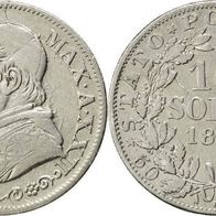 Vatikan Silber 10 Soldi 1868 Papst PIUS IX. (1846-1878) f. vz, Anno XXII