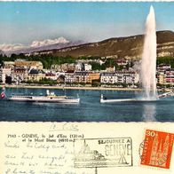 AK Genf Schweiz mit Dampfer Springbrunnen Mont Blanc von 1962