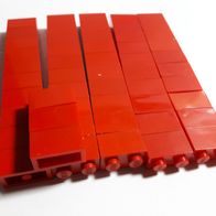LEGO Stein 1x2 rot, gesamt:43 Stück, gebraucht, ungereinigt