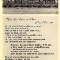 AK Gedicht Lied "Wenn das Wasser im Rhein goldner Wein wär" - unbenutzt