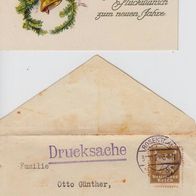 AK zum neuen Jahre, kleines Kärtchen im Umschlag von 1925