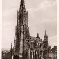AK Ulm Münster, Höchster Kirchturm der Welt, 161 m hoch s/ w