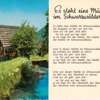 AK Schwarzwald Mühle mit Gedicht : Es steht eine Mühle im Schwarzwäldertal in Farbe