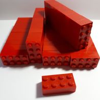 LEGO Stein 2x4, rot, gesamt:50 Stück, gebraucht, ungereinigt