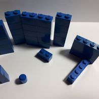 LEGO Stein blau 1x1 rund,1x1 eckig,1x4,1x2, gesamt 34 Stück, gebraucht, ungereinigt