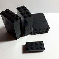 LEGO Stein schwarz 2x4, gesamt:16 Stück, gebraucht, ungereinigt