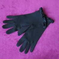 Original DDR Damen Finger Handschuhe schwarz elastisch Gr 6-7 Stoff Vintage Retr